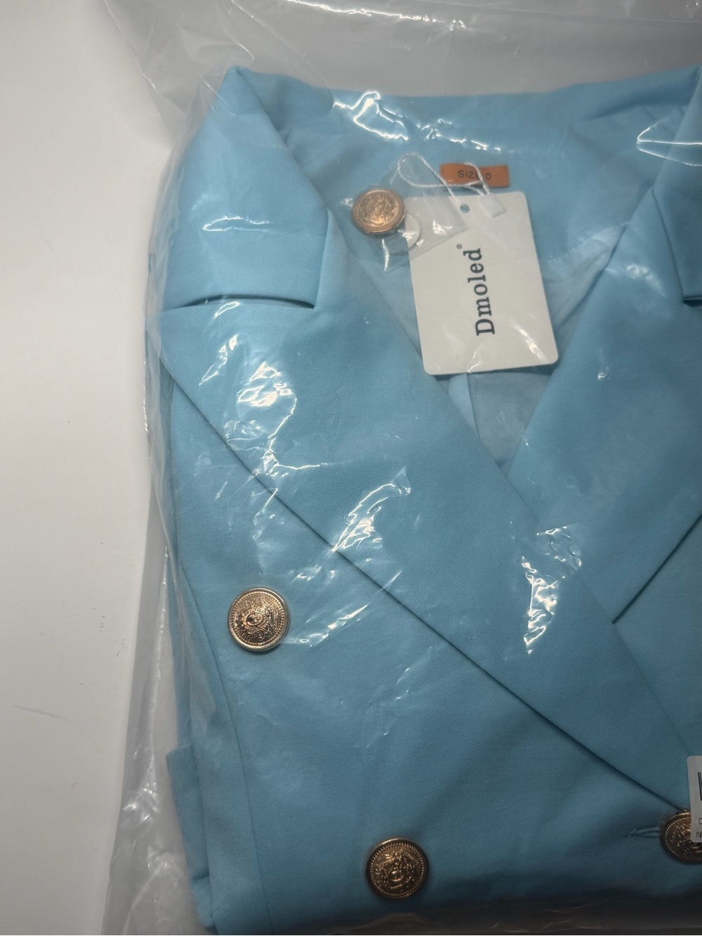 Tailored Sleeveless Light Blue Double-Breasted Pantsuit - Picture 9 of 15